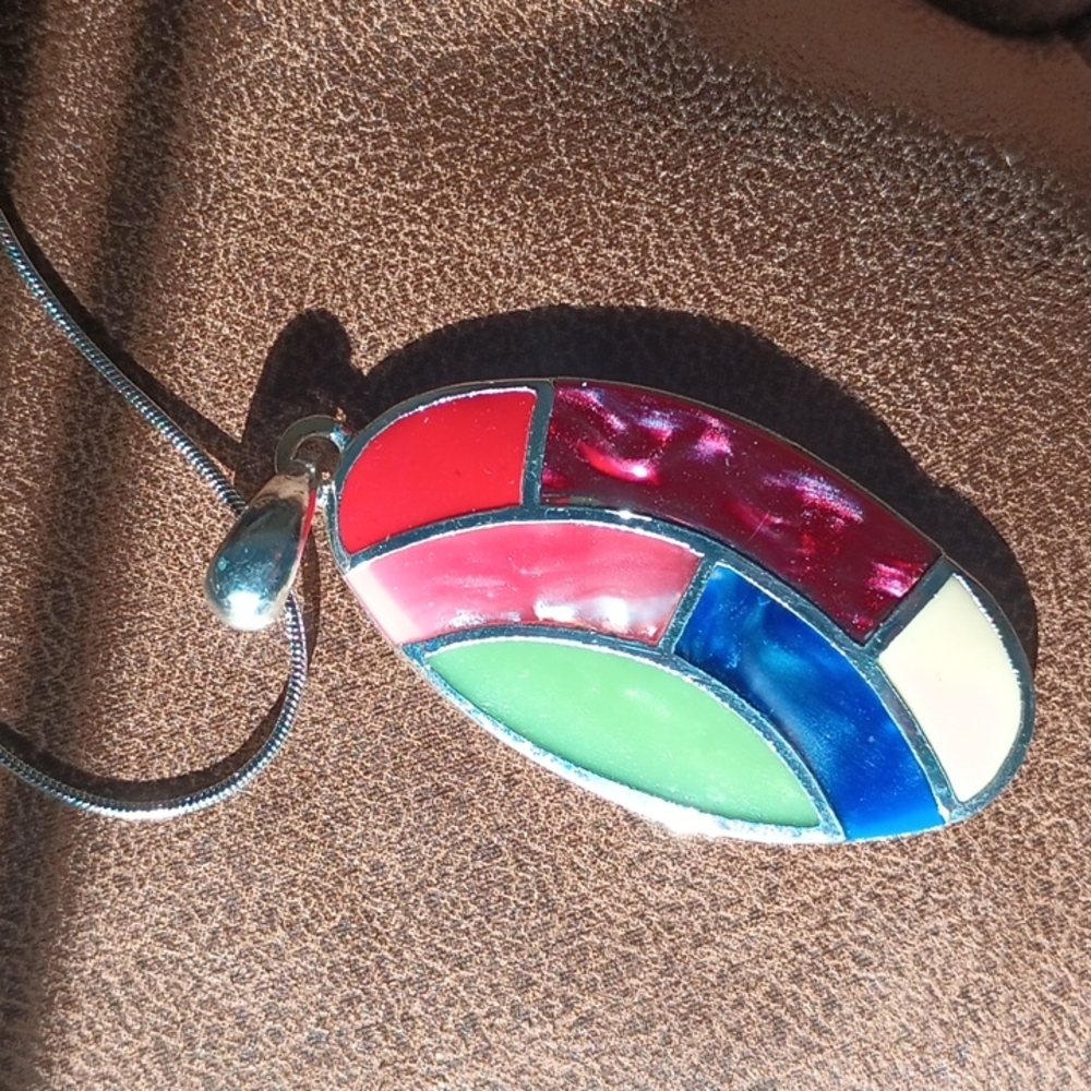 🔴Retro Colorblock Necklace - Picture 1 of 2